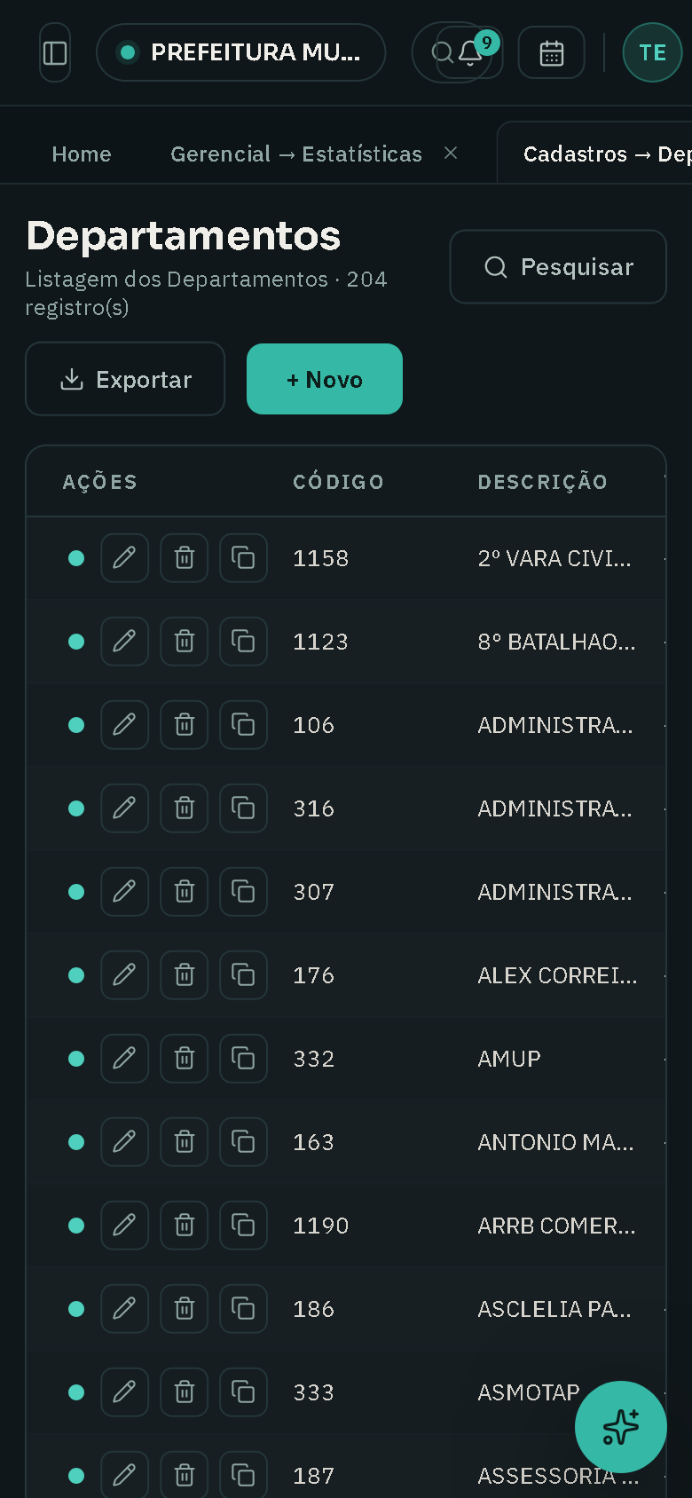 O ProtocolaNet aberto na tela de um celular, com o painel de protocolos adaptado ao formato vertical.
